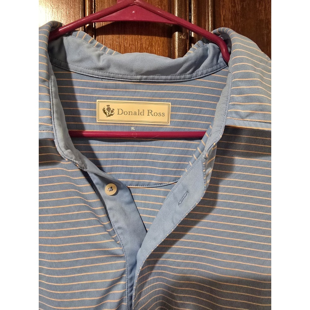 Donald Ross XL Blue Striped Polo Shirt Crazy Horse Logo - Picture 3 of 4